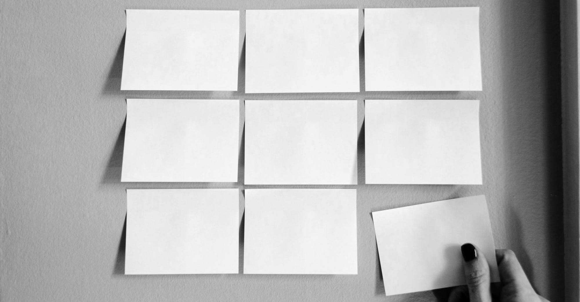 six white sticky notes