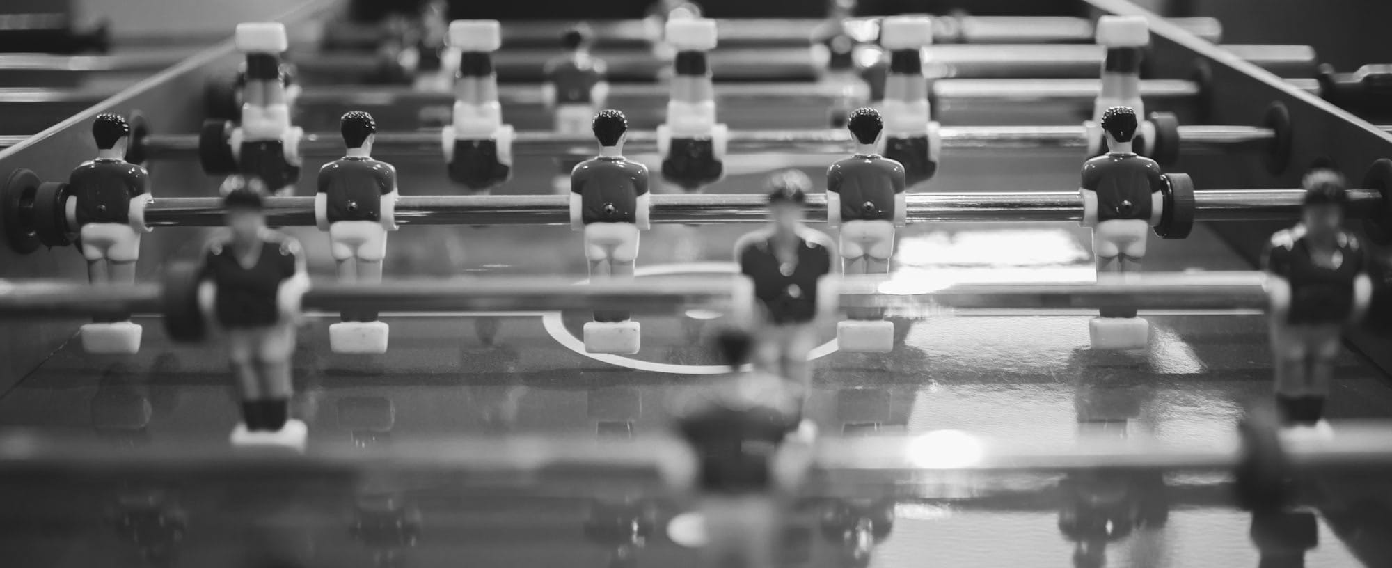 red versus blue team foosball table