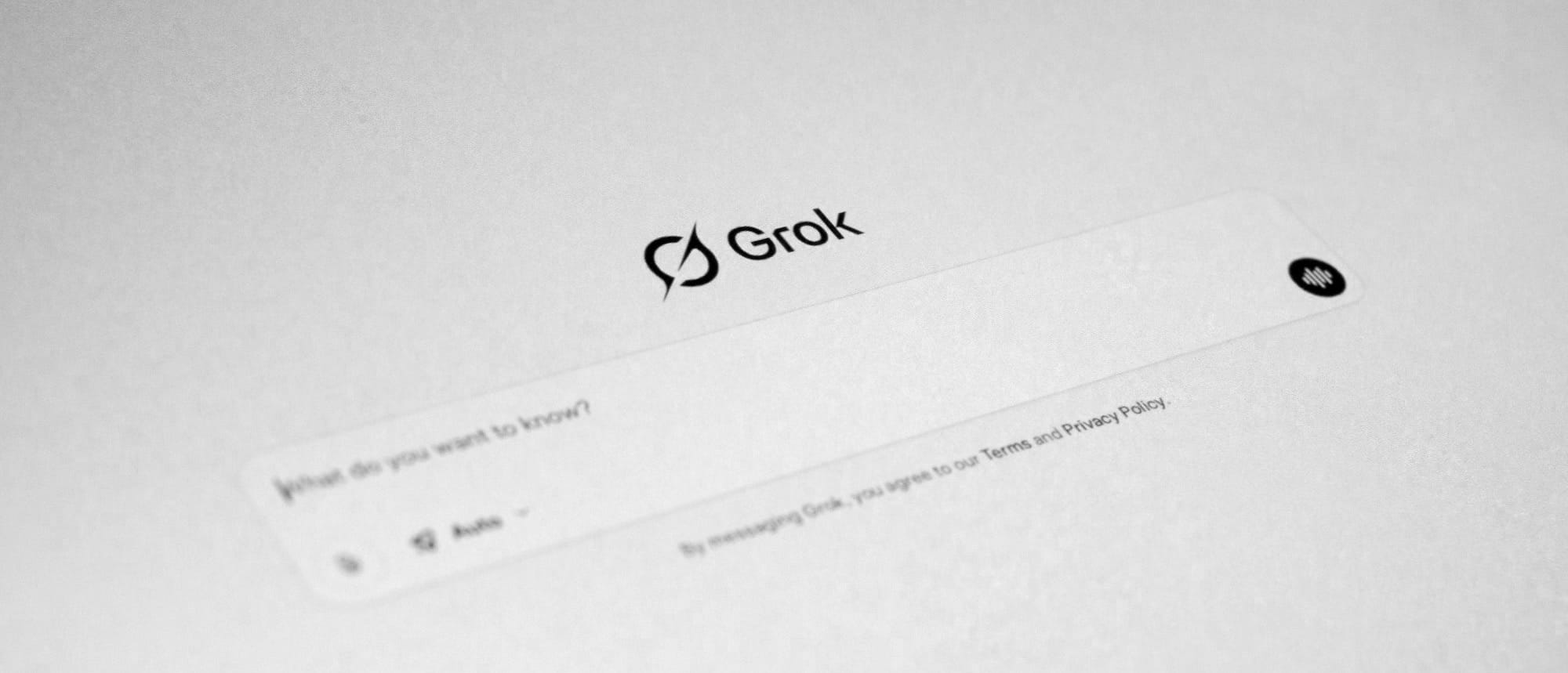 Grok ai interface with a question prompt